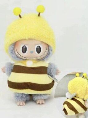 Doll Outfit: Yellow Plush Bee Costume with Brown Stripes 15-17cm Doll